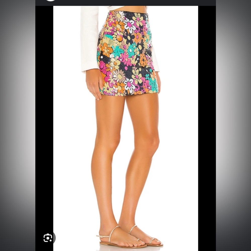 NWT Lovers and Friends Brandy Sequin Floral Mini Skirt